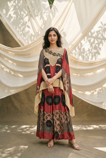 Red 2 pcs kaftan set