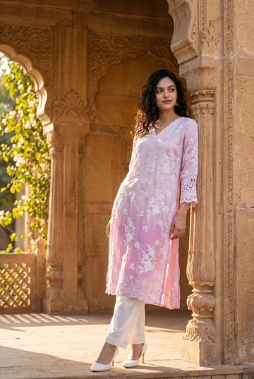 Pastel Pink Chikankari Kurti