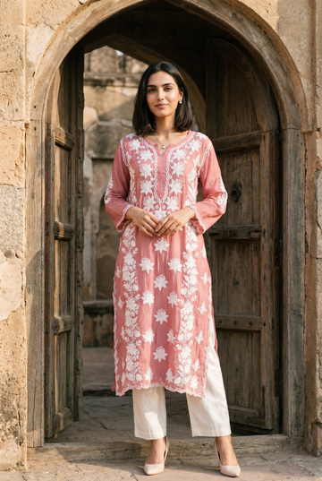 Rustic Rose chikankari kurti