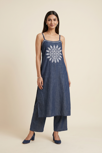 Denim Blue SleeveLess Co-ord Set