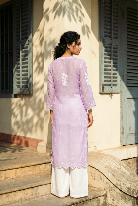 Lavender Chikankari Kurti