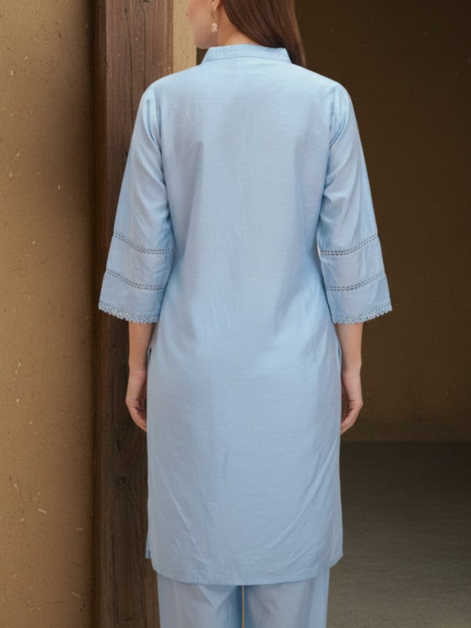 Ice Blue Embroidered Co-ord Set