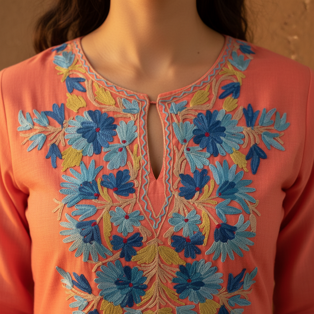 Peach embroidered Co-ord Set