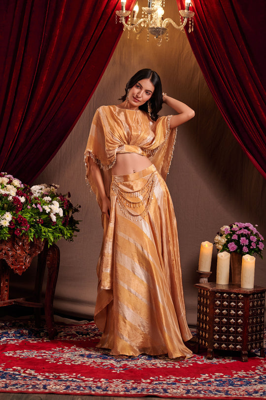 Golden Cape Style Lehenga Set