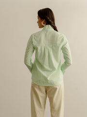 Green Shirt with Pearl Tassels