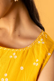 Bandhani short dress in yellow