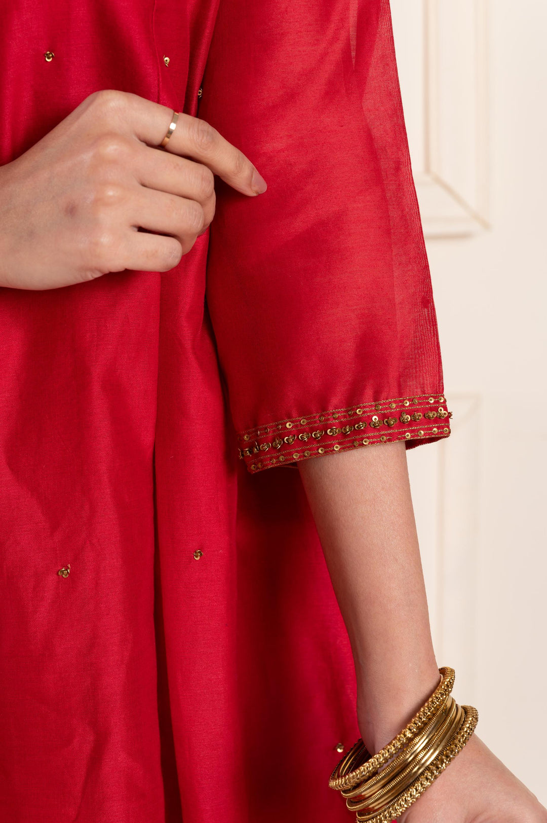 Women chanderi suitset red