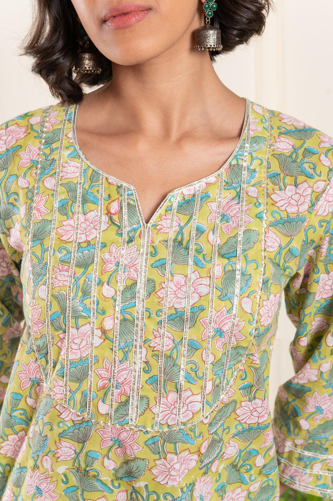 Women cotton blockprint gotapatti suitset