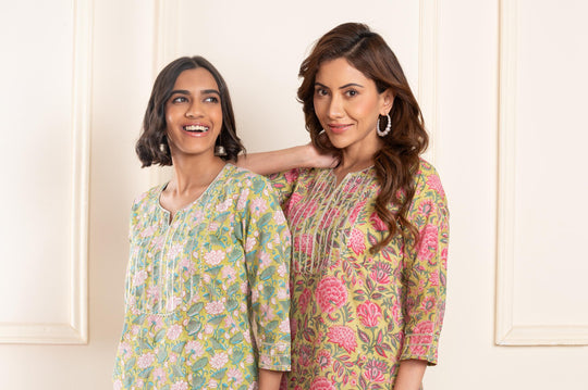 Women cotton blockprint gotapatti suitset