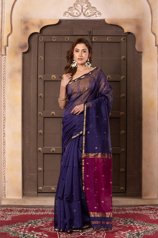 Women silk handloom saree voilet