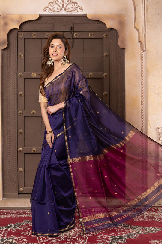 Women silk handloom saree voilet